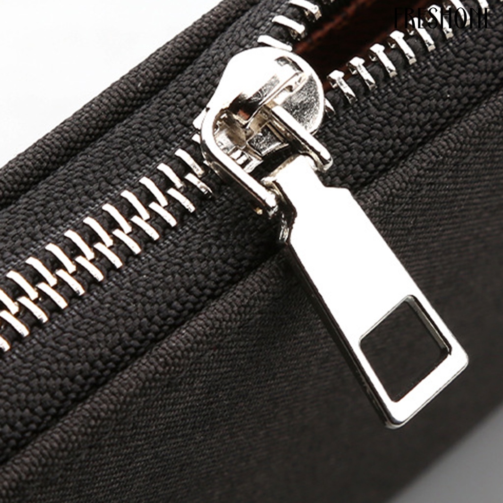 Men multi-slot dung lượng lớn thẻ vải ví đựng tiền mặt dây kéo túi xách kinh doanh