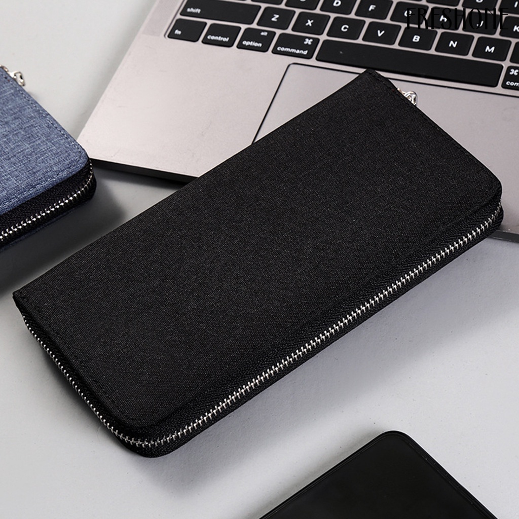 Men multi-slot dung lượng lớn thẻ vải ví đựng tiền mặt dây kéo túi xách kinh doanh