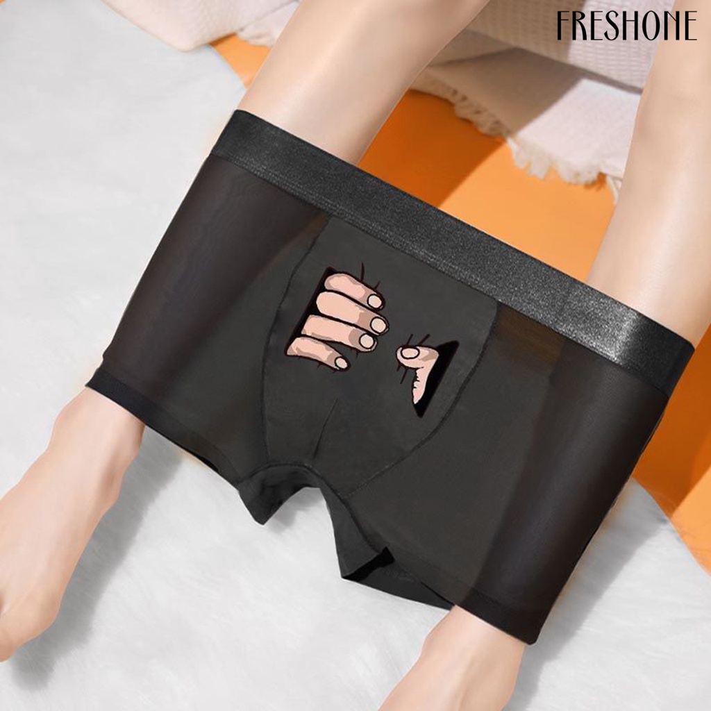 Nam boxers u lồi thoáng khí co giãn giữa eo mỏng chống sát trùng bóp tay in quần lót nam cho trang phục hàng ngày