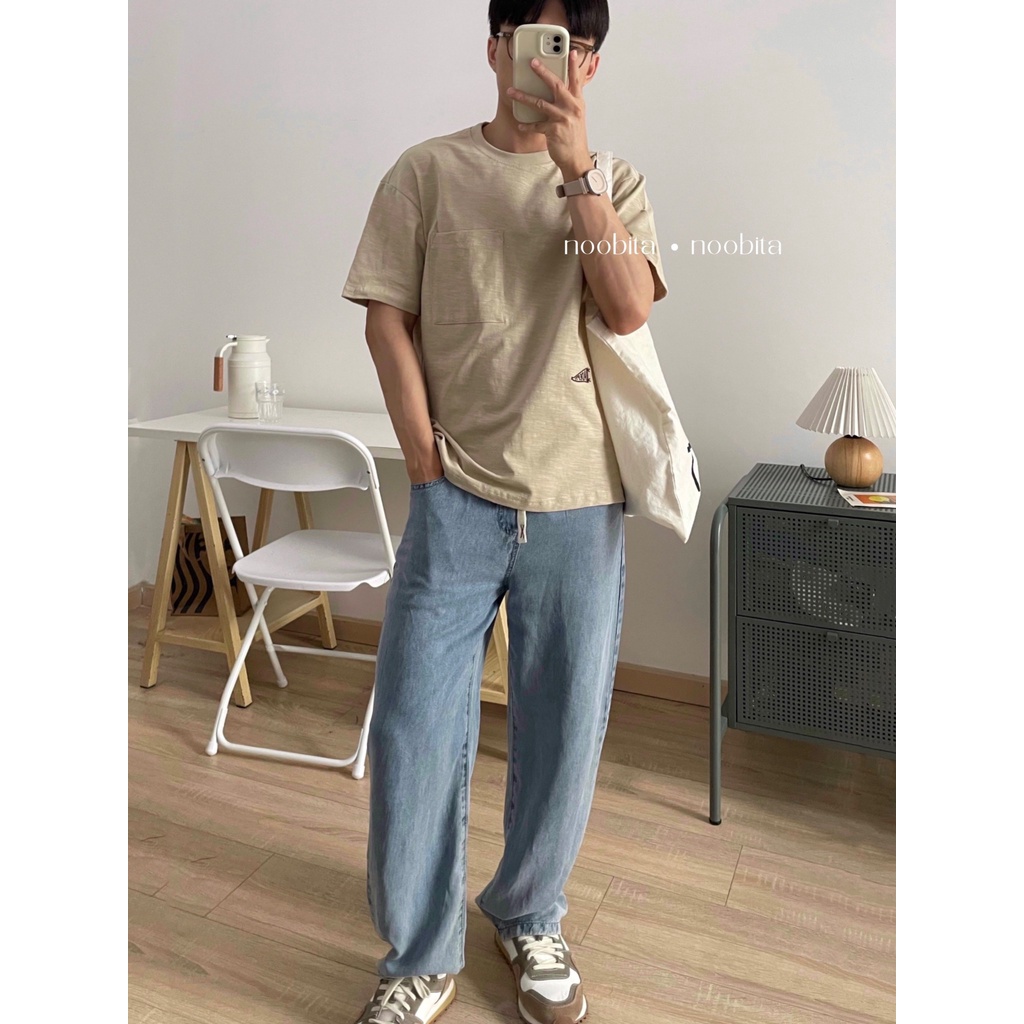 NOOBITA - Áo thun tay ngắn mùa hè vải cotton 230gsm thêu ADEPT 8017