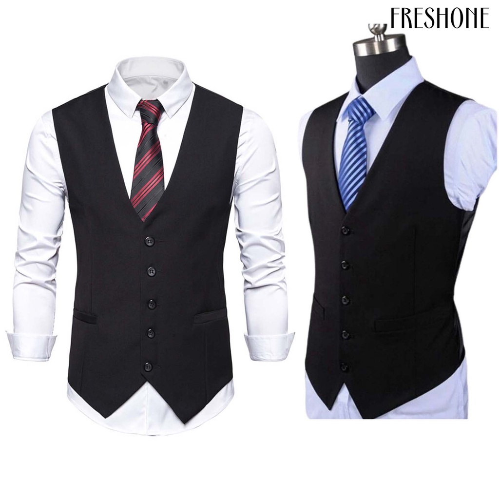 Áo vest công sở nhanh khô nút ghi lê cho nam đi làm