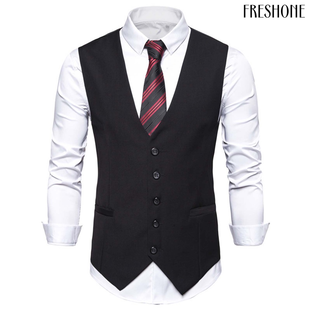 Áo vest công sở nhanh khô nút ghi lê cho nam đi làm