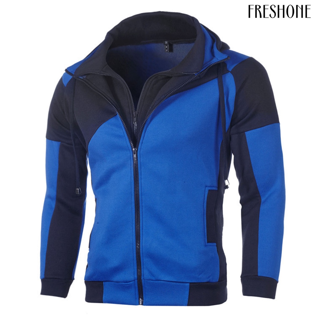 Áo khoác nam tay dài khóa kéo đôi phối màu thời trang