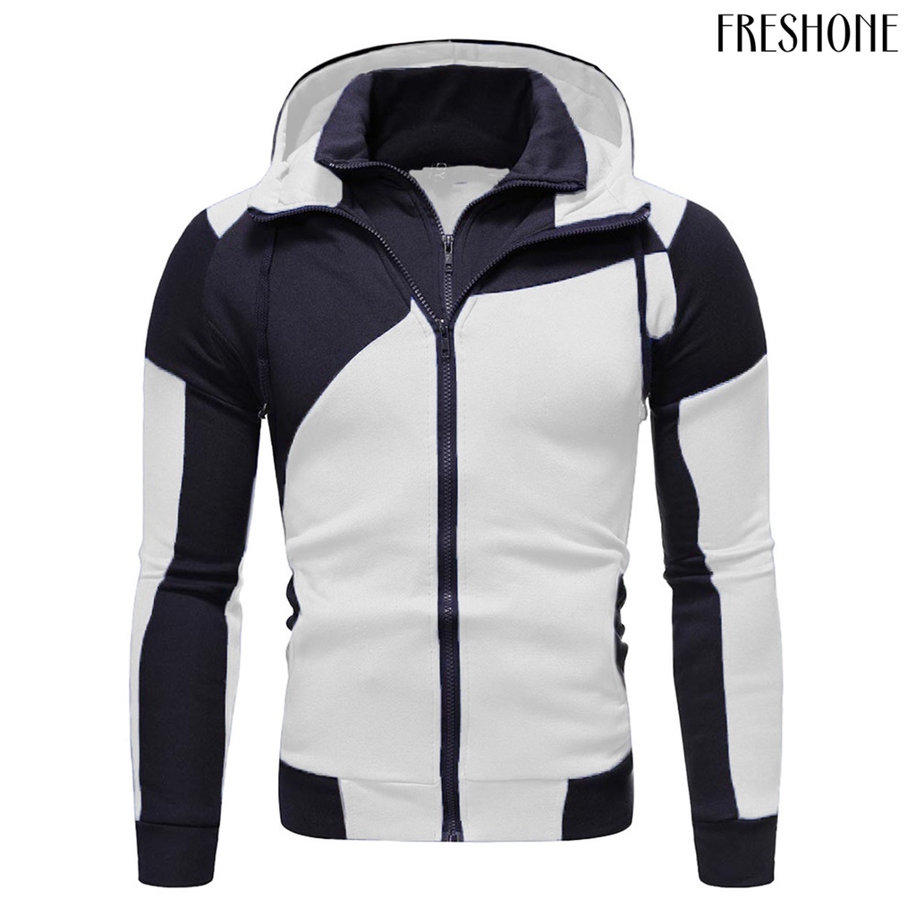 Áo khoác nam tay dài khóa kéo đôi phối màu thời trang