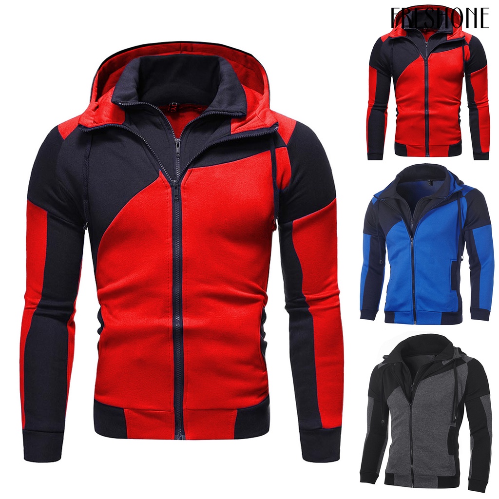 Áo khoác nam tay dài khóa kéo đôi phối màu thời trang
