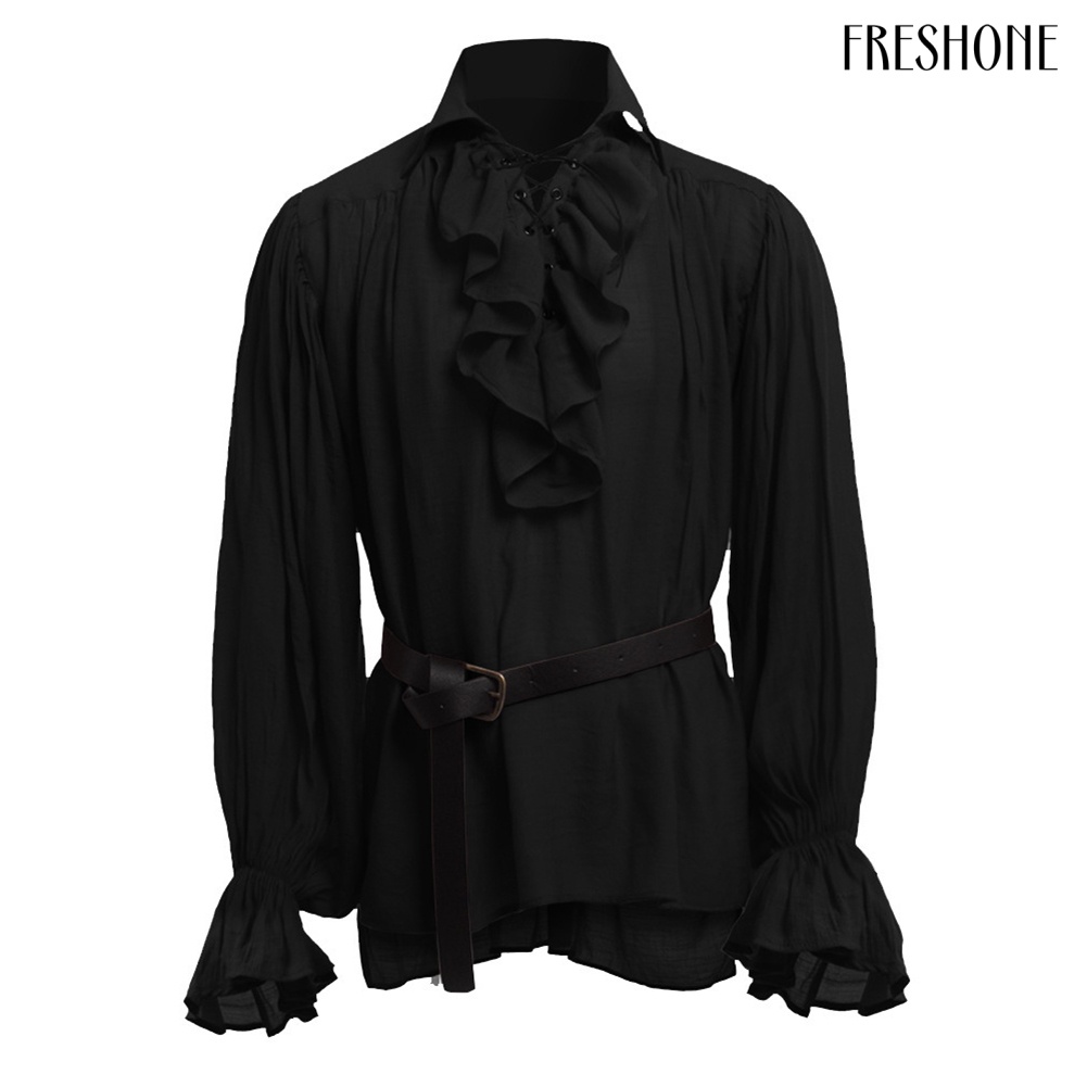 Đàn ông rắn plicated stand áo sơ mi thời trung cổ cosplay trang phục