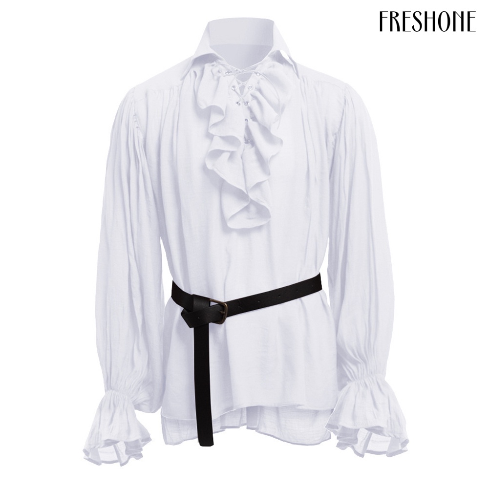 Đàn ông rắn plicated stand áo sơ mi thời trung cổ cosplay trang phục