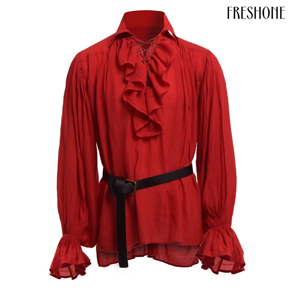 Đàn ông rắn plicated stand áo sơ mi thời trung cổ cosplay trang phục