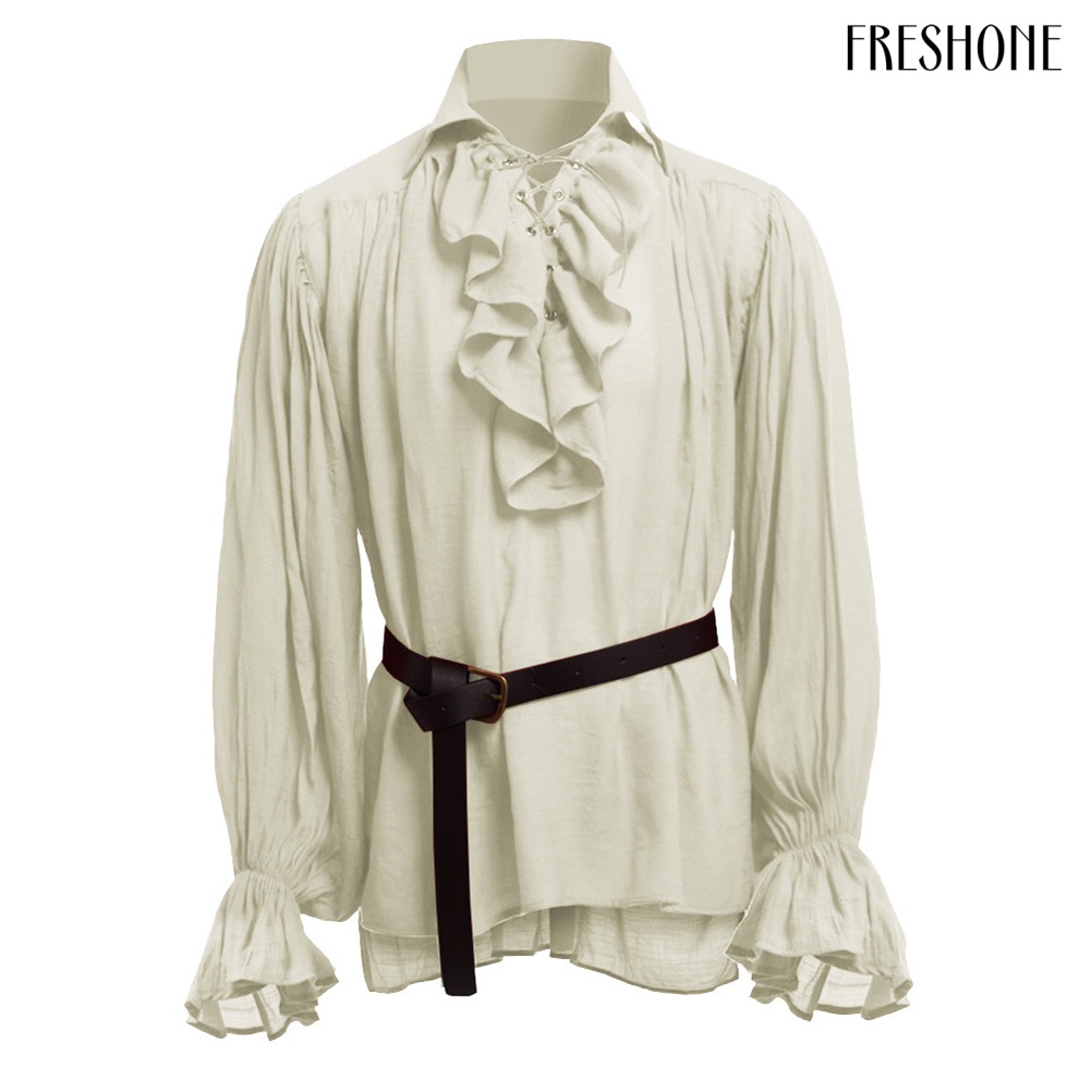 Đàn ông rắn plicated stand áo sơ mi thời trung cổ cosplay trang phục