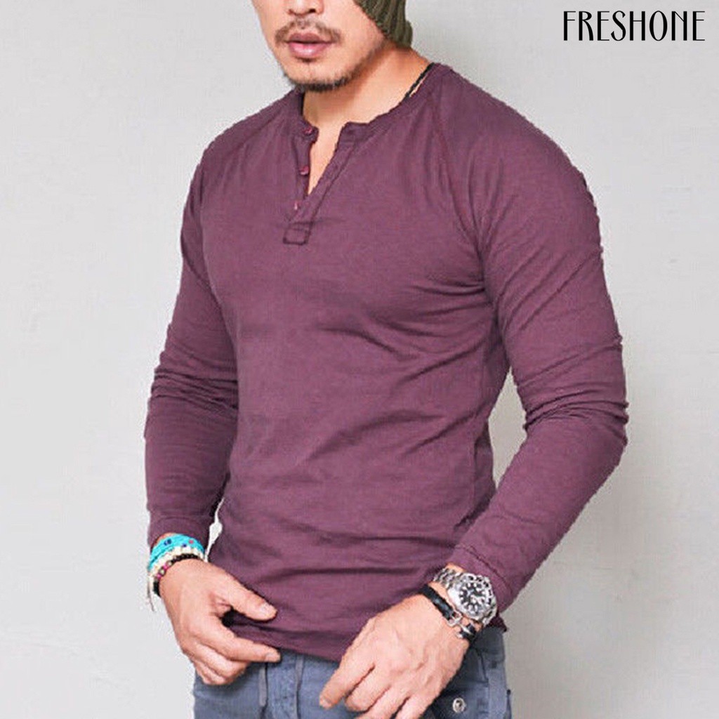 Áo Thun Dài Tay Phối Nút Plus Size Cho Nam