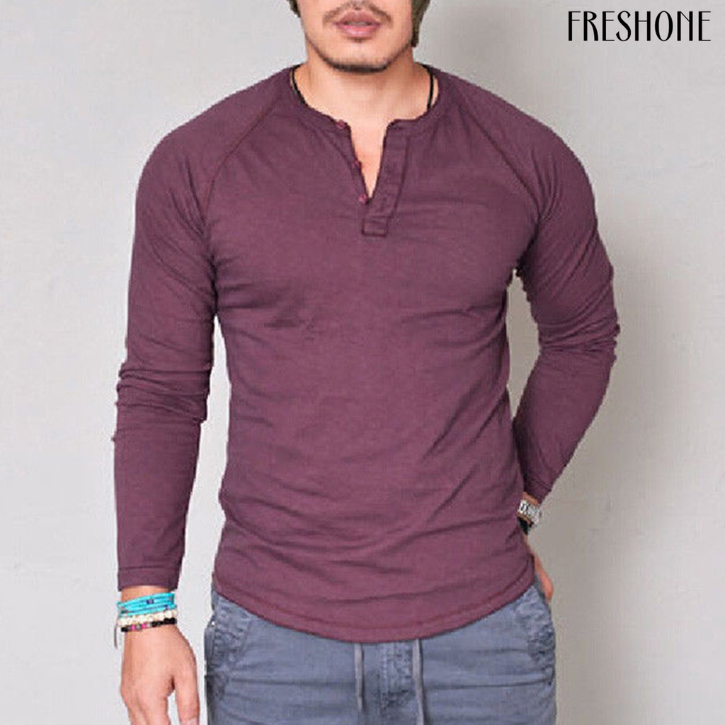 Áo Thun Dài Tay Phối Nút Plus Size Cho Nam