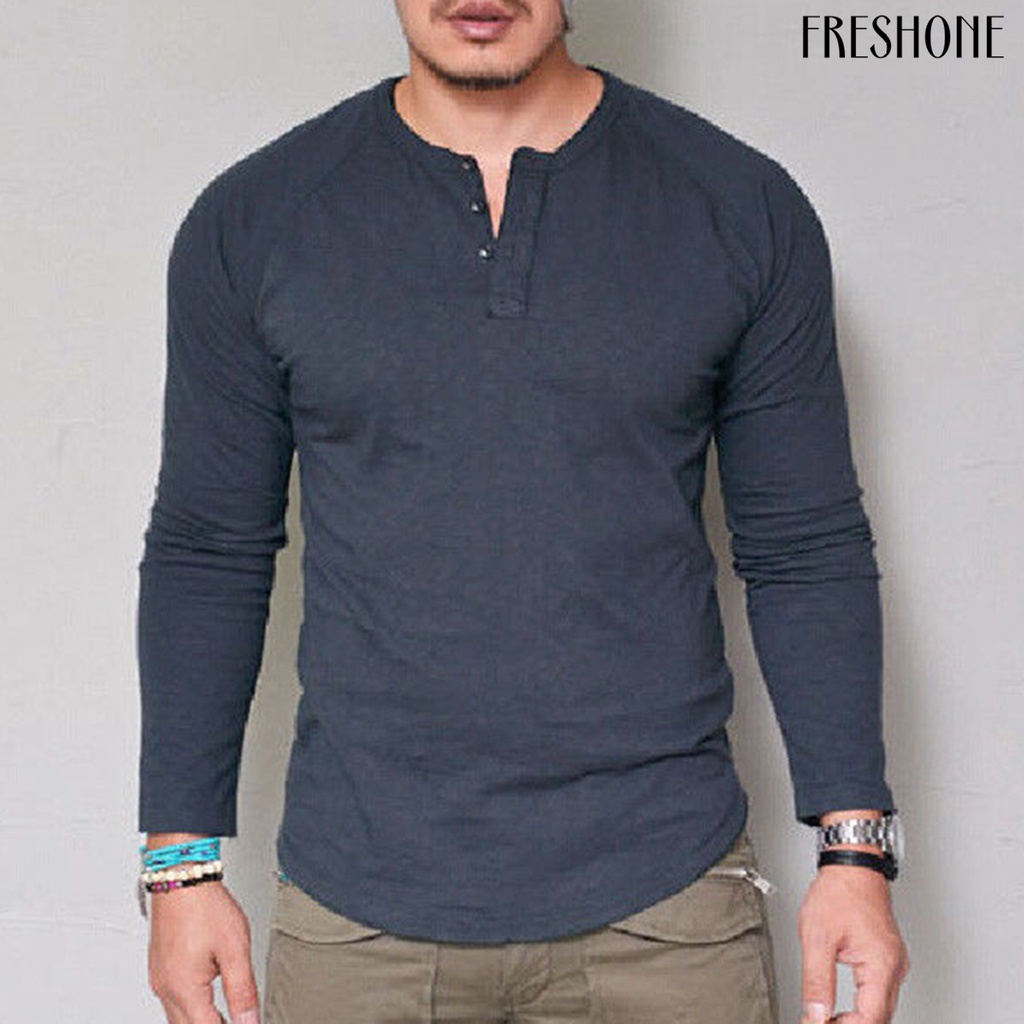 Áo Thun Dài Tay Phối Nút Plus Size Cho Nam