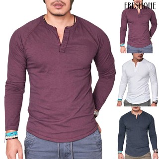 Áo Thun Dài Tay Phối Nút Plus Size Cho Nam