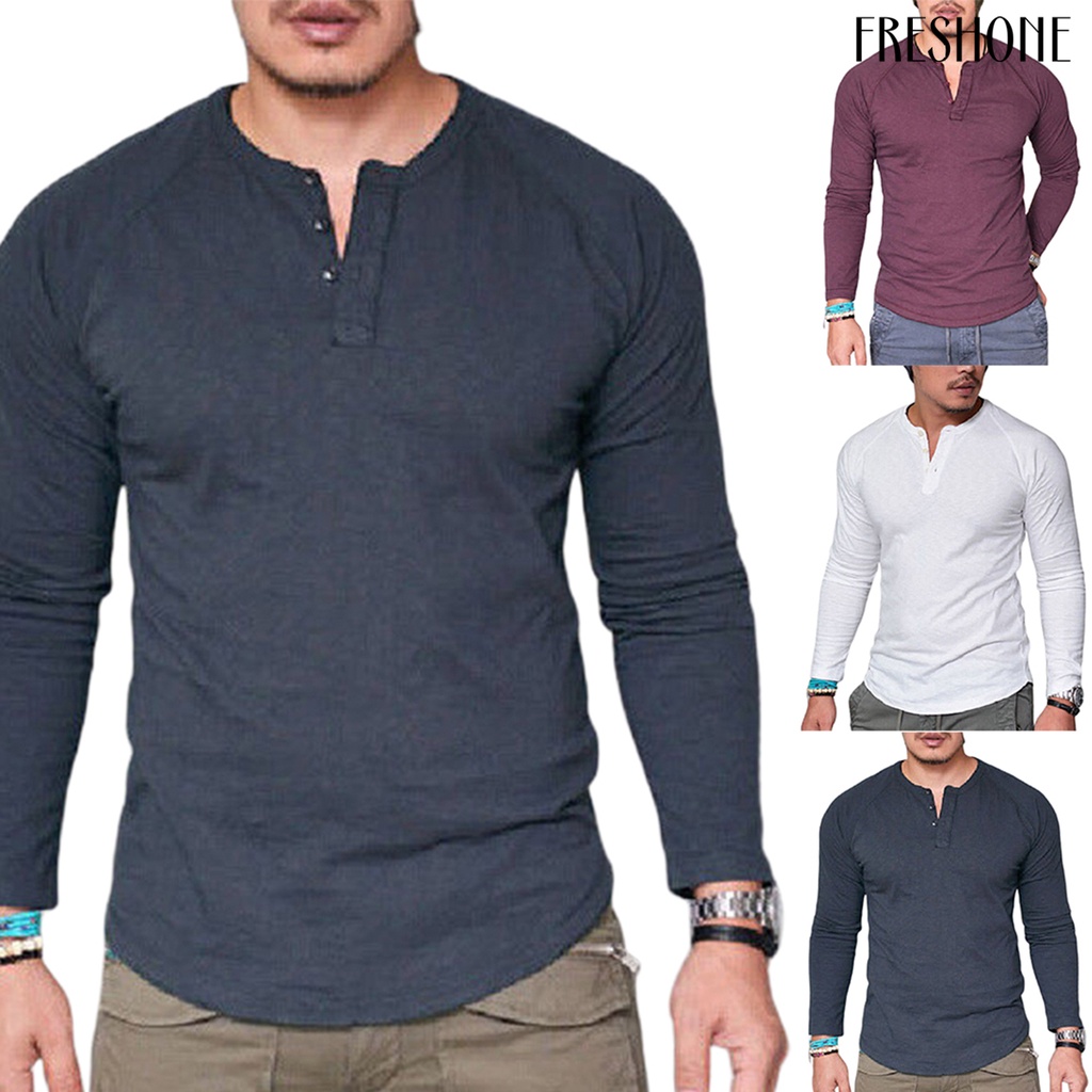 Áo Thun Dài Tay Phối Nút Plus Size Cho Nam