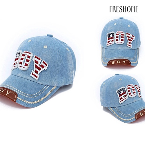 Mũ Lưỡi Trai Denim In Chữ Phong Cách Hip Hop Cho Bé