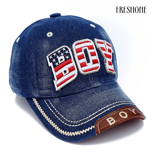 Mũ Lưỡi Trai Denim In Chữ Phong Cách Hip Hop Cho Bé