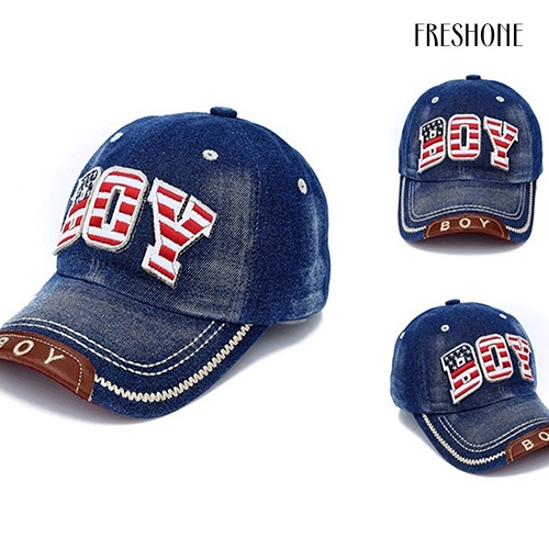 Mũ Lưỡi Trai Denim In Chữ Phong Cách Hip Hop Cho Bé