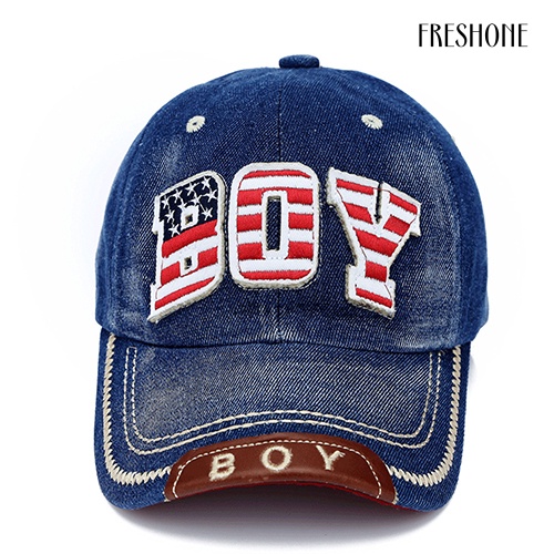 Mũ Lưỡi Trai Denim In Chữ Phong Cách Hip Hop Cho Bé