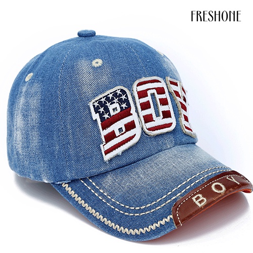 Mũ Lưỡi Trai Denim In Chữ Phong Cách Hip Hop Cho Bé