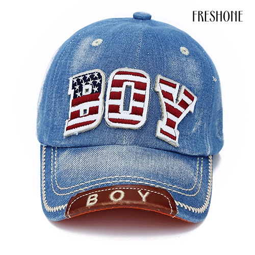Mũ Lưỡi Trai Denim In Chữ Phong Cách Hip Hop Cho Bé