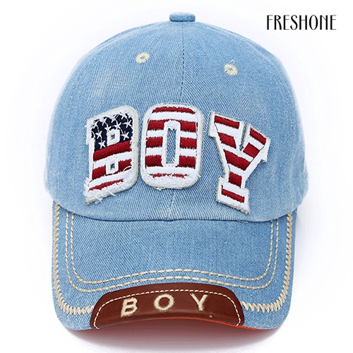 Mũ Lưỡi Trai Denim In Chữ Phong Cách Hip Hop Cho Bé