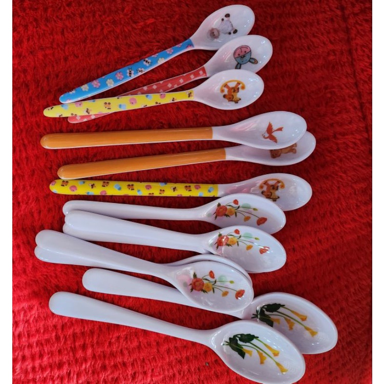 Thìa ăn dặm, muỗng cà phê melamine, thìa sứ trắng nhiều hình ngộ nghĩnh