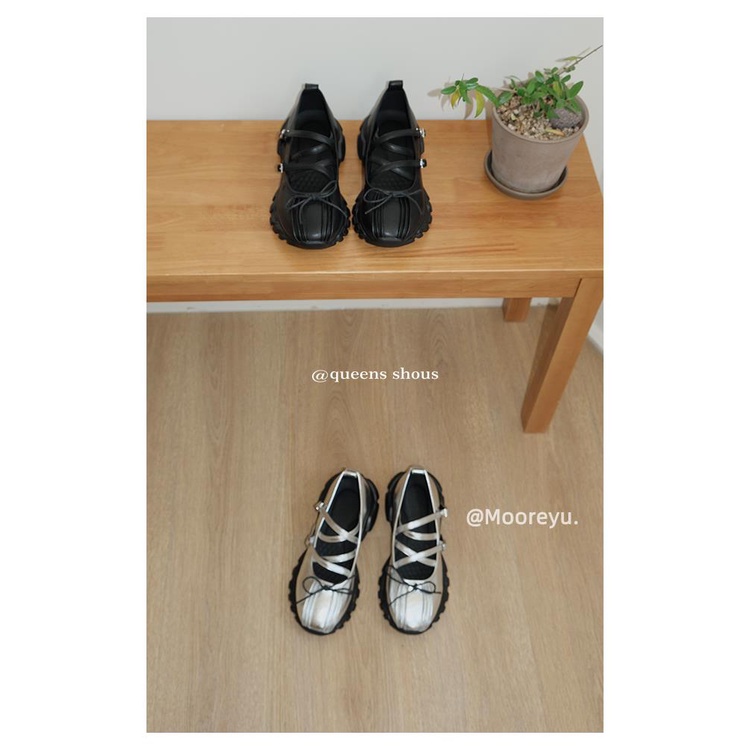 Giày Mary Jane Mùa Hè 2023 Mũi Tròn Đế Dày Bằng Da Màu Đen Phong Cách Thời Trang Cho Nữ