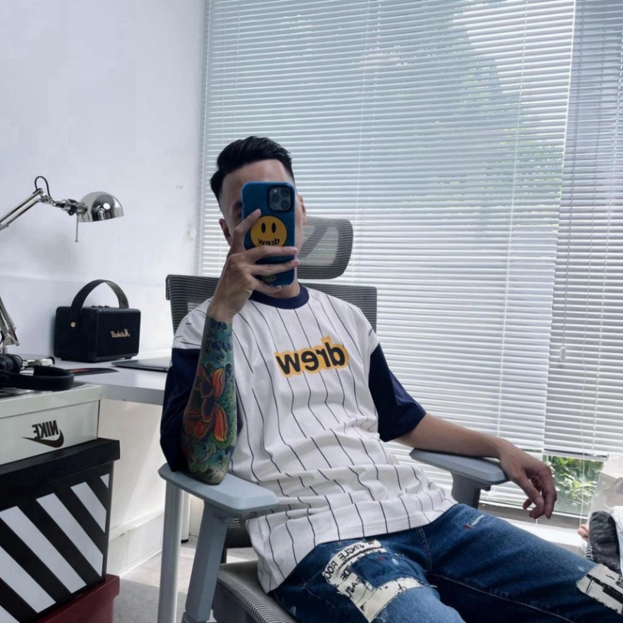 ÁO THUN DRE*W SỌC KIỂU BÓNG CHÀY , ÁO DRE*W SMILE NAM NỮ