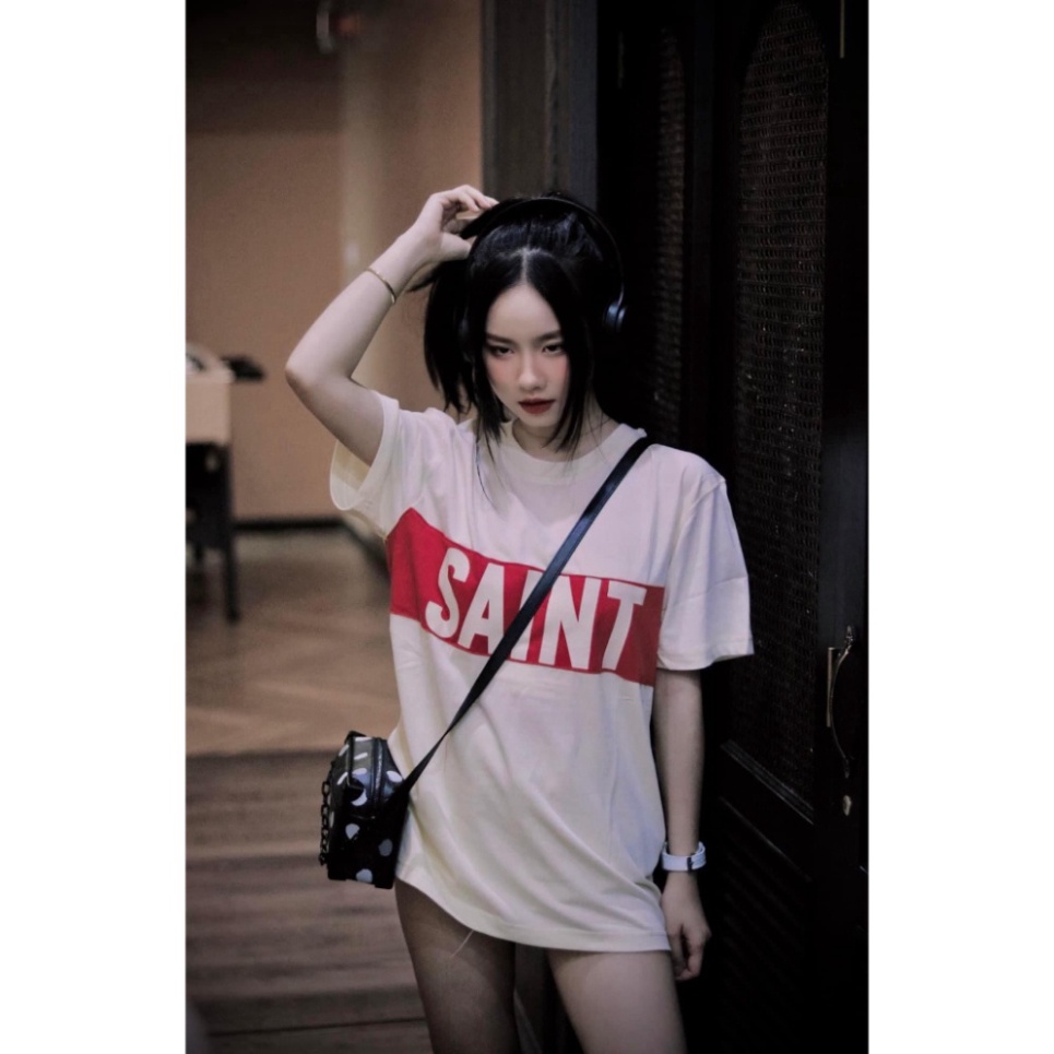 ÁO THUN SAI*NT lAURENT PHỐI MÀU , ÁO SPL LOGO NGANG NAM NỮ UNISEX