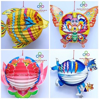 Lồng đèn giấy xếp hình thú Loại Trung cho bé rước đèn Trung thu - Lồng đèn giấy làm từ thiện 10 cái giá sỉ