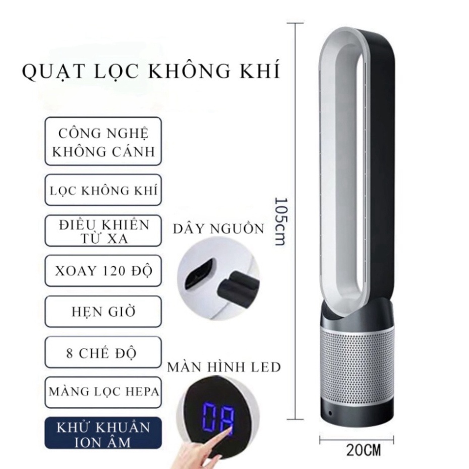 Quạt không cánh lọc không khí máy lọc không khí ion lõi lọc hepa đối lưu không khí không chổi than