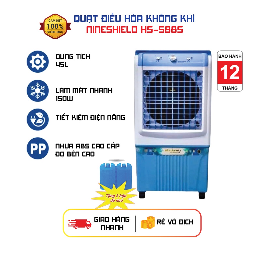 QUẠT ĐÁ/ QUẠT HƠI NƯỚC/ QUẠT ĐIỀU HOÀ HƠI NƯỚC  HS-558A DUNG TÍCH 45 LÍT