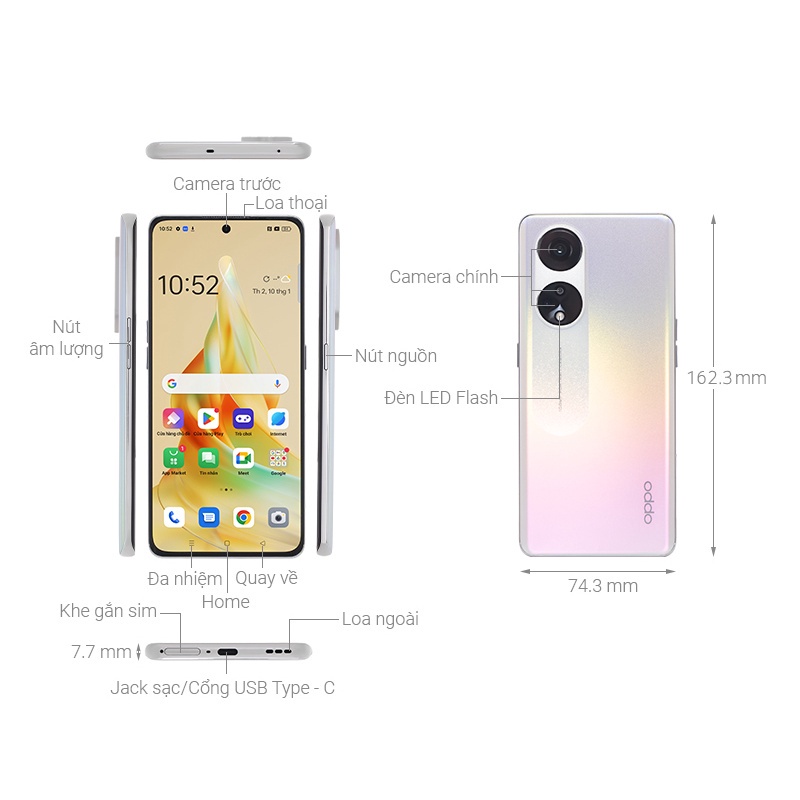 Điện Thoại Oppo Reno8 T 5G - Hàng Chính Hãng