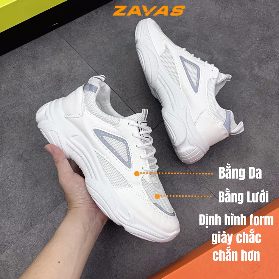 Giày thể thao nam đế cao ZAVAS đi êm chân form giày sneaker thoáng khí đế cao su công nghệ ép nhiệt_S391