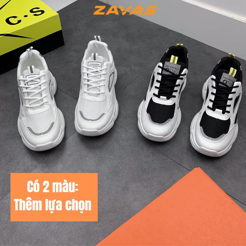 Giày thể thao nam đế cao ZAVAS đi êm chân form giày sneaker thoáng khí đế cao su công nghệ ép nhiệt_S391