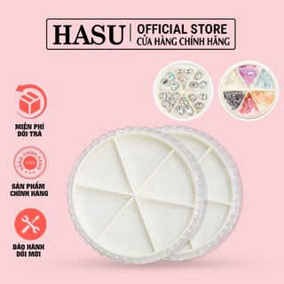 Khay tròn 6 ô đựng charm đá các phụ kiện trang trí móng -