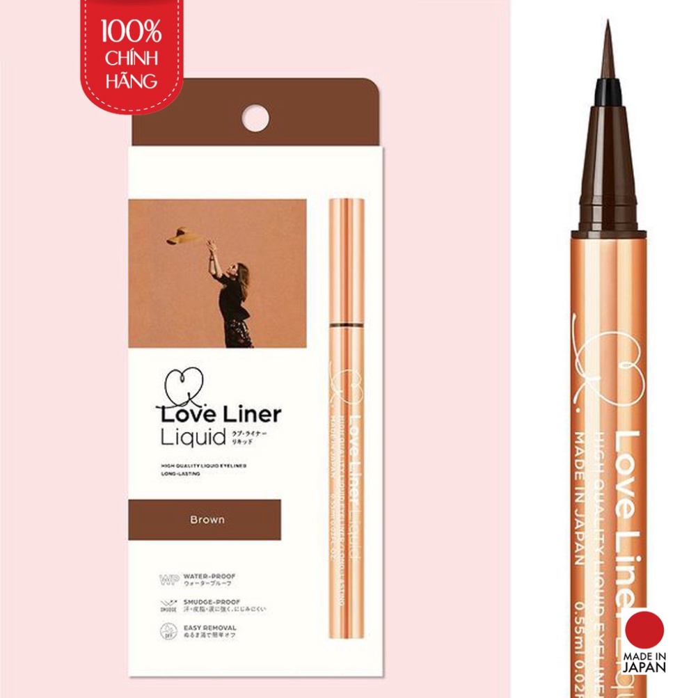 Bút Kẻ Mắt không thấm nước LOVELINER Liquid Milk Brown (Màu Nâu Sữa) trong nước Nhật từ WabiSabi