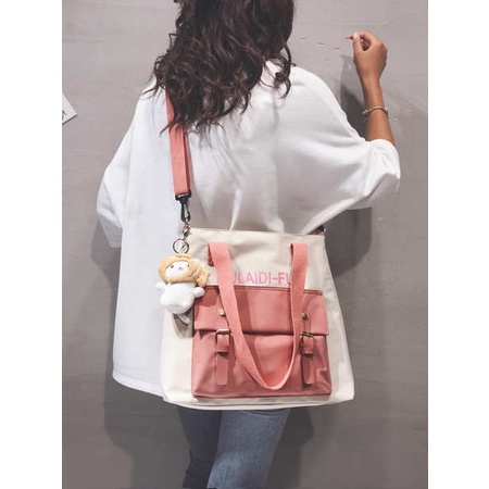 ✵Túi vải dung tích lớn túi đeo chéo nữ sinh viên đại học lớp đeo vai túi đi học lớp dạy kèm sách mang túi xách❁