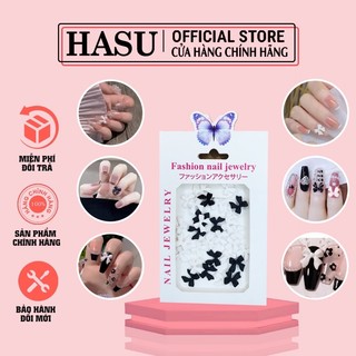 Charm nơ nhựa trang trí móng - nơ trắng , nơ mix đen trắng gắn móng siêu xinh