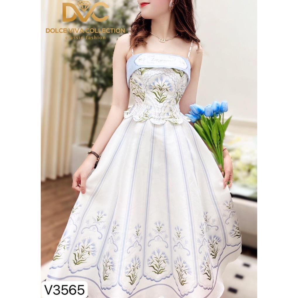 ( có sẵn +trợ giá ) VÁY NỮ ĐI CHƠI, VÁY TAFTA TRẮNG 2 DÂY DÁNG DÀI TIỂU THƯ V3565 - DVC AS STORE-DVC CHÍNH HÃNG