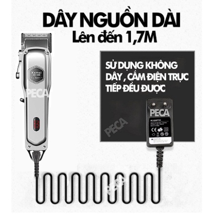 Tông Đơ Cắt Tóc Kemei KM 1998 Cao Cấp - Pin Lithium 2000mAh - Hàng Chính Hãng Chuẩn Salon - Bảo Hành 12 Tháng