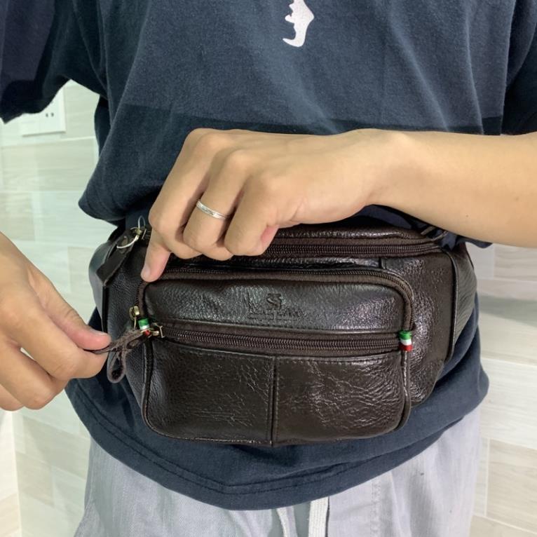 Túi Bao Tử. Túi Đeo Chéo Nam Da Bò Da Thật 100% Cao Cấp Thiết Kế Đơn Giản Thanh Lịch. BH 99 năm