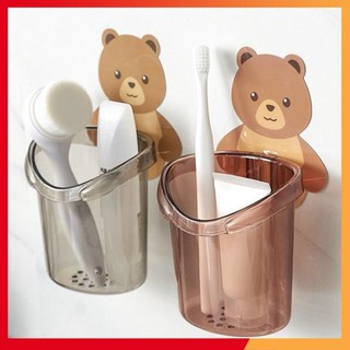 Cốc gấu dán tường đựng bàn chải