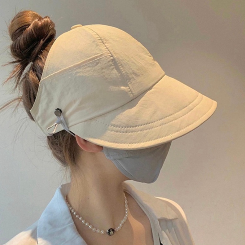 Mũ chống nắng nửa đầu Hàn Quốc Vành Rộng - Nón vành rộng có móc đeo khẩu trang buộc tóc đuôi ngựa xinh kiểu dáng mới