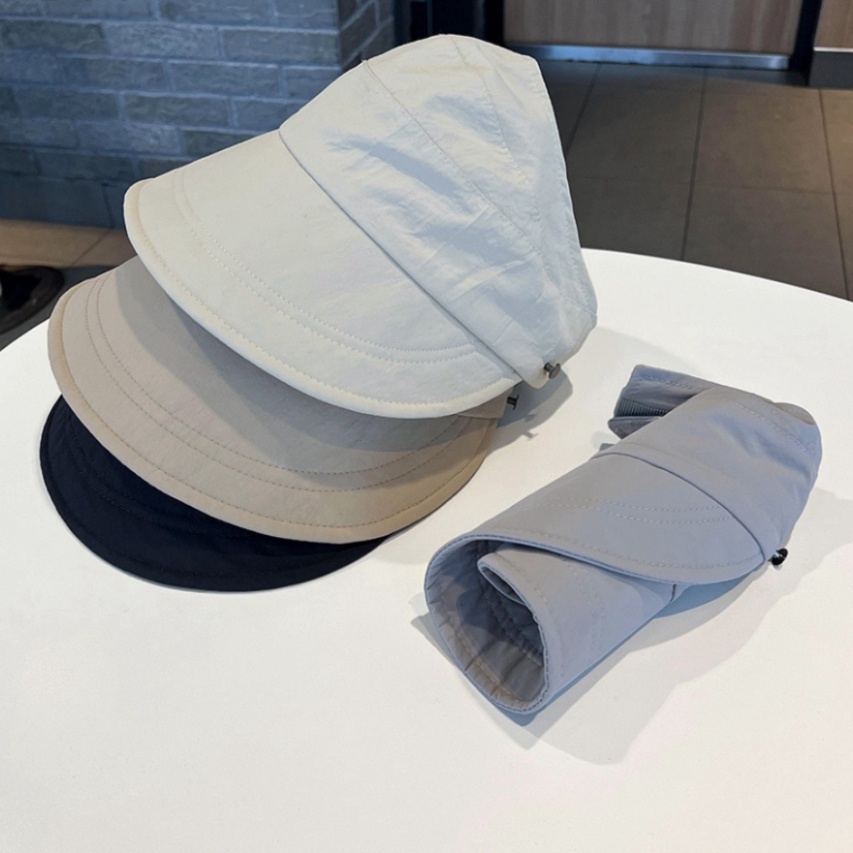 Mũ chống nắng nửa đầu Hàn Quốc Vành Rộng - Nón vành rộng có móc đeo khẩu trang buộc tóc đuôi ngựa xinh kiểu dáng mới