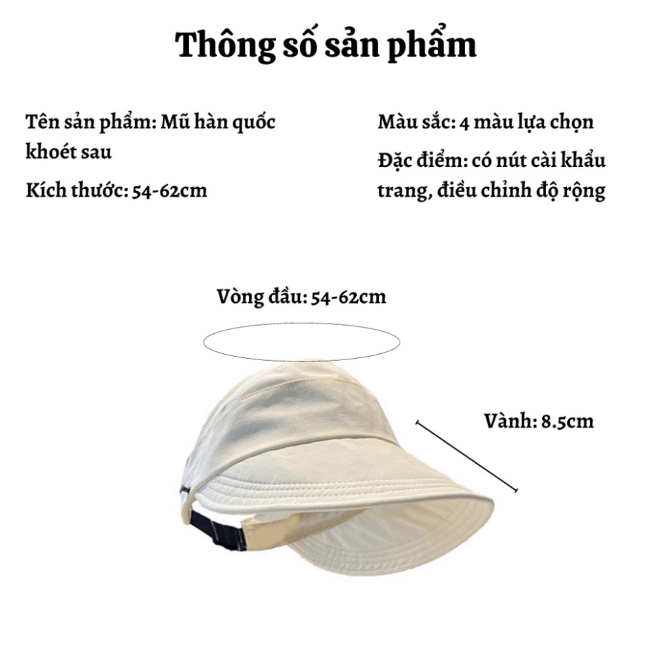 Mũ chống nắng nửa đầu Hàn Quốc Vành Rộng - Nón vành rộng có móc đeo khẩu trang buộc tóc đuôi ngựa xinh kiểu dáng mới