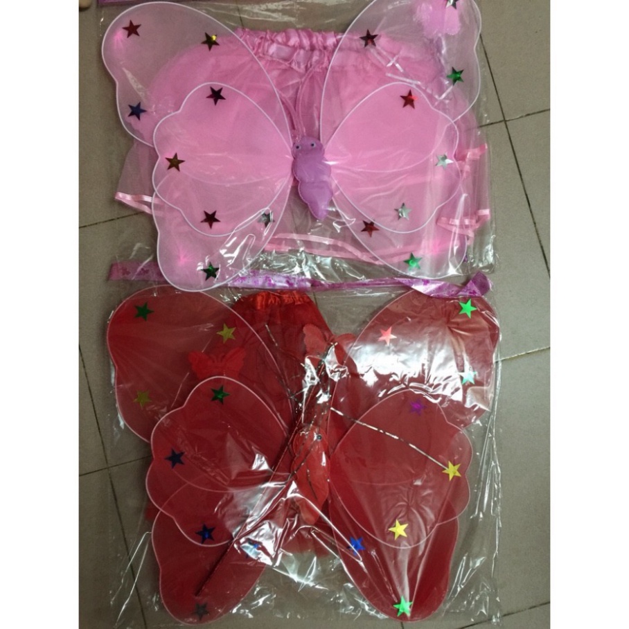 Set đồ cho bé gái vui chơi trung thu,nole,sinh nhật - Cánh tiên thiên thần kèm váy gậy và bờm cực xinh cho bé gái 2023
