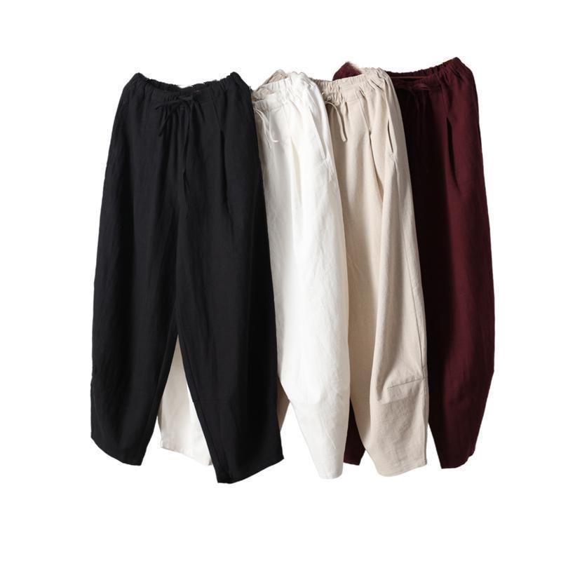 Hàng Có Sẵn! Hàng Có Sẵn!Phong cách dân tộc mùa xuân và mùa hè cotton linen giản dị rộng rãi kích thước lớn bloomers đàn ông trung quốc s wide-leg quần