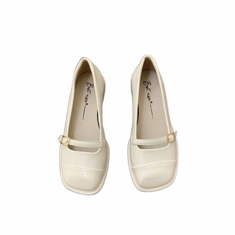 Giày Búp Bê Da Mũi Vuông Phong Cách Retro Thanh Lịch Dành Cho Nữ