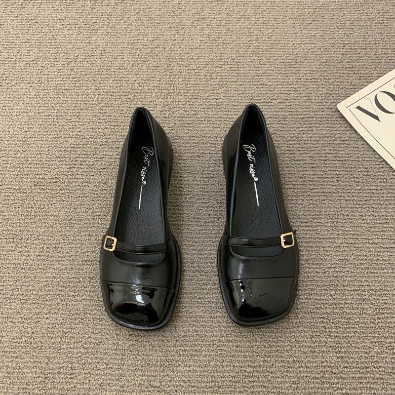 Giày Búp Bê Da Mũi Vuông Phong Cách Retro Thanh Lịch Dành Cho Nữ